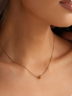 Customized Necklace by Urban Heaven — Gold — thin chain with a single small spherical bead pendant